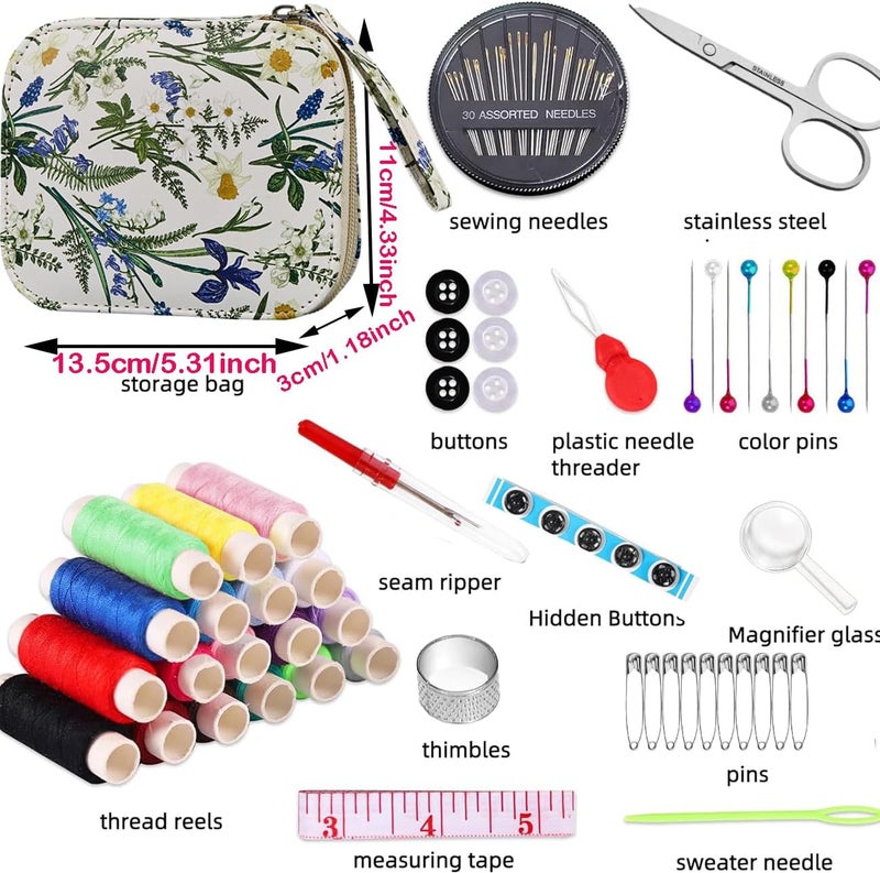 Bobode Printing Sewing Kit Bluebell Pattern Sewing Set Travel Sewing Supplies with Zipper Sewing Kit Case, 87 PCS Professional Sewing Accessory for Emergency, Home - Image 2